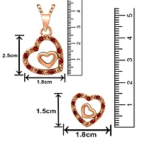 Mahi Valentine Gift Rose Gold Plated Red Crystal Dual Heart Pendant Set with free Teddy for women NL1103761ZTed-thumb2