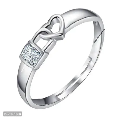 Mahi Solitaire Crystal Lock Heart Proposal Adjustable Ring for Women (FR1103095R)-thumb0