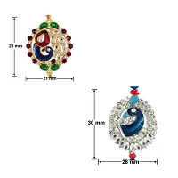 Mahi Crystals and Beads White, Blue, Red and Green Peacock Rakhis for Men - Set of 2-thumb3