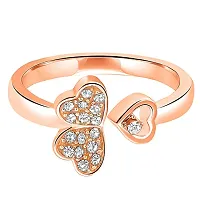 Mahi Tripple Heart Rosegold Plated Adjustable Finger Ring with Crystal for Women (FR1103129ZWhi)-thumb2