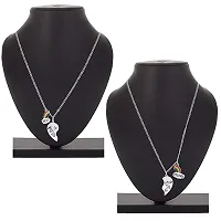 Mahi Rainbow Best Friends BFF, Broken Heart Small Sis and Big Sis Pendant Necklace Chain with Crystals for Girls and Womens (PSCO1101855R)-thumb1