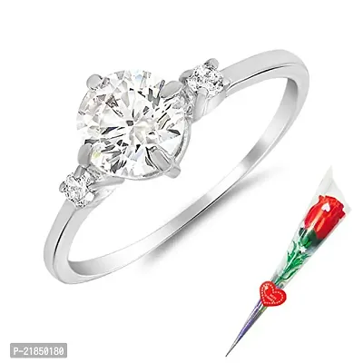 Mahi Modish Art Finger Ring Made with Swarovski Zirconia with Rose Stick for Women FR5105016RCSt14