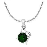 Mahi with Swarovski Elements Green Victorian Heart Rhodium Plated Pendant Set for Women NL1104141RGre-thumb1