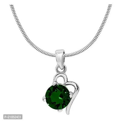 Mahi with Swarovski Elements Green Victorian Heart Rhodium Plated Pendant Set for Women NL1104141RGre-thumb2