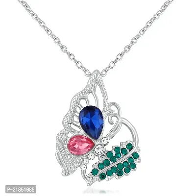 Oviya Enchanting Butterfly Pendant with Crystal Stones for Girls and Women PS2101623R-thumb0