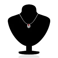 Mahi Valentine Rhodium Plated Red Drop Peacock Feather Pendant Made with Swarovski Elements for Women PS1194108RRed-thumb1