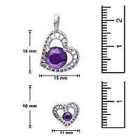 Mahi with Swarovski Elements Violet Stylized Heart Rhodium Plated Pendant Set for Women NL1104139RVio-thumb4