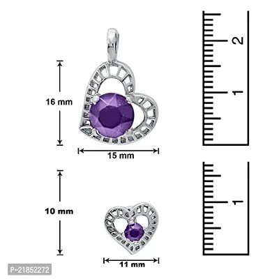 Mahi with Swarovski Elements Violet Stylized Heart Rhodium Plated Pendant Set for Women NL1104139RVio-thumb5