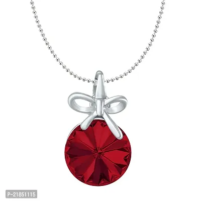 Mahi Light Red Swarovski Crystals Bow Pendant for Women and Girls PS1194080RLRed