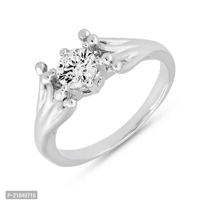 Mahi with Swarovski Zirconia Solitaire Triangle Rhodium Plated Scintilla Finger Ring for Women FR1105036R14