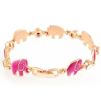 Mahi Crystal Pink Elephant Rose Gold Plated Bracelet for Women BR1100257ZPin-thumb2