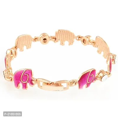 Mahi Crystal Pink Elephant Rose Gold Plated Bracelet for Women BR1100257ZPin-thumb3