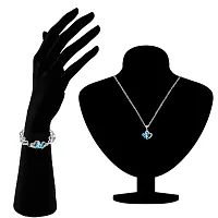 Mahi Valentine Gift Combo of Heart Bracelet and Pendant of Alloy with Blue Crystal CO1105093R-thumb1