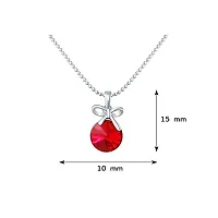 Valentine Gifts - Mahi with Swarovski Crystals Red Bow Rhodium Plated Pendant with Chain for Women PS1194080RRed-thumb2