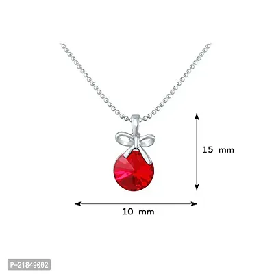 Valentine Gifts - Mahi with Swarovski Crystals Red Bow Rhodium Plated Pendant with Chain for Women PS1194080RRed-thumb3