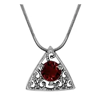 Mahi with Swarovski Elements Red Triangle Beauty Rhodium Plated Pendant Set for Women NL1104143RRed-thumb1