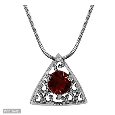 Mahi with Swarovski Elements Red Triangle Beauty Rhodium Plated Pendant Set for Women NL1104143RRed-thumb2