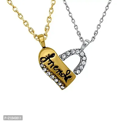 Mahi Valentine Crystal Friends Broken Heart Gold  Silver Pendant PS1101533M-thumb2