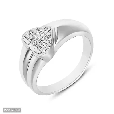 Mahi Rhodium Plated Shinning Heart Fingering with CZ for Women FR1100105R14