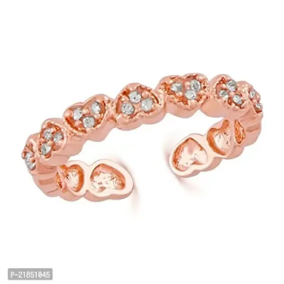 Mahi Rose Gold Plated Valentino Love Adjustable Finger Ring with Crystal for Girls and Women FR1103004Z