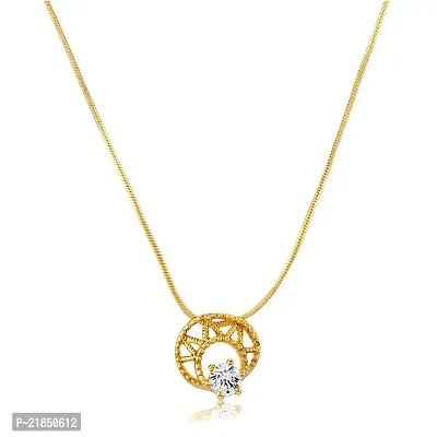 Mahi with Swarovski Zirconia Solitaire Round Gold Plated Exotic Allure Pendant for Women PS1105033G