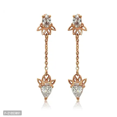 Mahi Exa Collection CZ Floral Drop Dangle  Drop Rose Gold Plated Earrings for Women ER6012080Z