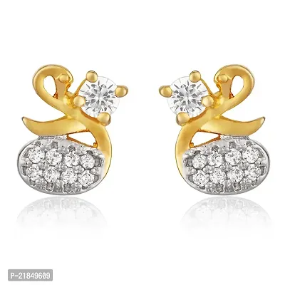 Mahi Gold Plated Elegant Swan Stud Earrings with CZ for Women ER1100523G