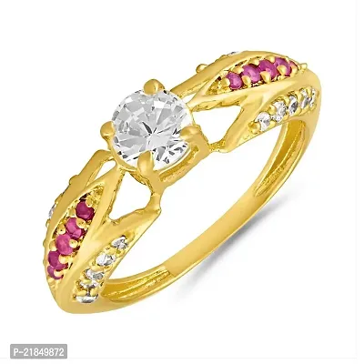 Mahi Gold Plated Criss-Cross Ruby Finger Ring for Women FR1100644G-thumb0
