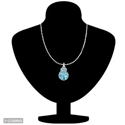 Mahi Aqua Blue Swarovski Crystals Heart Pendant for Women and Girls PS1194089RABlu-thumb2