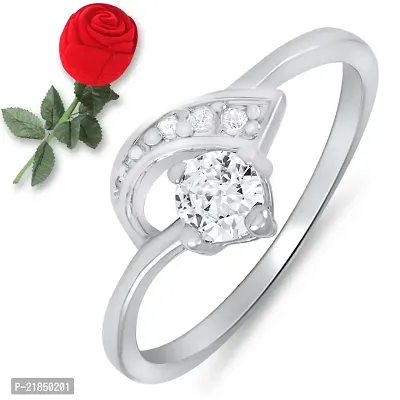 Mahi Arched Glitter Ring with CZ with Rose Shaped Box for Women FR5100080RCBx10