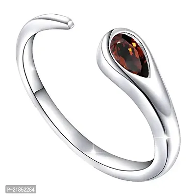 Mahi Rhodium Plated Gleaming Maroon CZ Open Wrap Adjustable Finger Ring for Women (FR1103042RCMar)