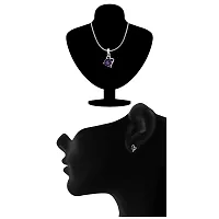 Mahi with Swarovski Elements Violet Victorian Heart Rhodium Plated Pendant Set for Women NL1104141RVio-thumb3