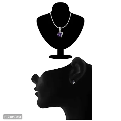 Mahi with Swarovski Elements Violet Victorian Heart Rhodium Plated Pendant Set for Women NL1104141RVio-thumb4