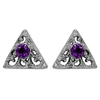 Mahi with Swarovski Elements Purple Triangle Beauty Rhodium Plated Pendant Set for Women NL1104143RPur-thumb2