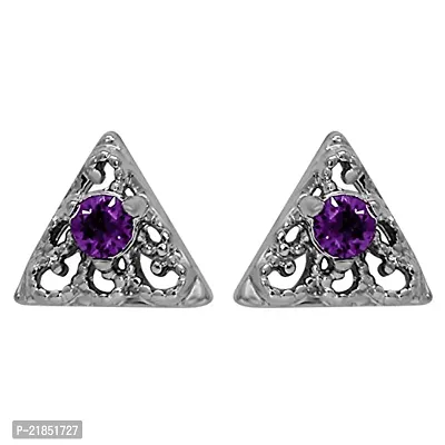 Mahi with Swarovski Elements Purple Triangle Beauty Rhodium Plated Pendant Set for Women NL1104143RPur-thumb3