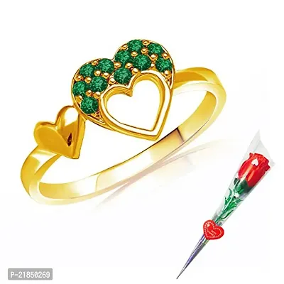 Mahi Love Green Heart Ring Made with Swarovski Elements with Rose Stick for Women FR5104001GCGreSt10