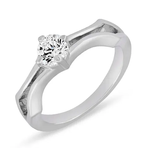 Mahi with Swarovski Zirconia Solitaire Rhodium Plated Duality Finger Ring for Women FR1105028R