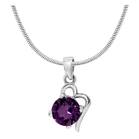 Mahi with Swarovski Crystals Purple Victorian Heart Rhodium Plated Pendant Set for Women (NL1104141RCPur)-thumb1