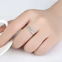 Mahi Valentine Gift Cute Leafy Adjustable Crystal Finger Ring with Rose Box for Girls and Women FR5103058RWhiBx-thumb1