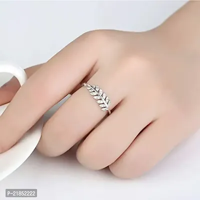 Mahi Valentine Gift Cute Leafy Adjustable Crystal Finger Ring with Rose Box for Girls and Women FR5103058RWhiBx-thumb2