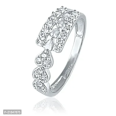 Mahi Rhodium Plated Three Hearts Ring with CZ Stones for Women FR1100448R12