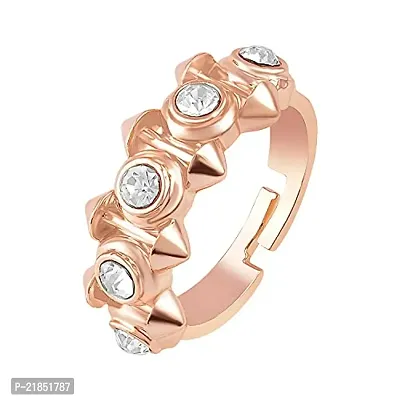 Mahi Dual Side Spikes Ethereal Solitaire Crystal Adjustable Finger Ring for Women (FR1103133ZWhi)