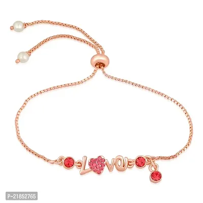 Mahi Rose Gold Plated Immense Love Adjustable Bracelet with crystal stones for girls and women BR1100405ZPin