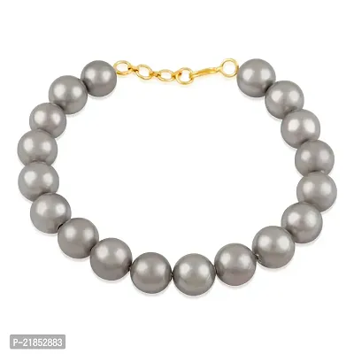 Oviya Gold Plated Designer Grey Beads Adjustable Bracelet for women BR2100331GGry