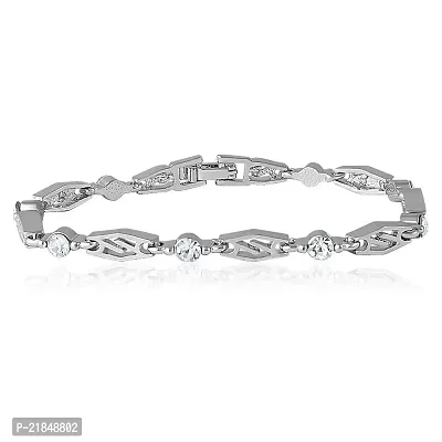 Mahi Rhodium Plated Cheerful Glam Bracelet with Crystal for Women BR1100164R-thumb0