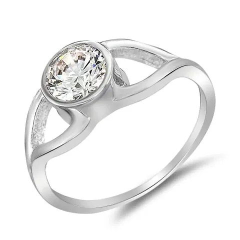 Mahi with Swarovski Zirconia Solitaire Round Rhodium Plated Magical Beauty Finger Ring for Women FR1105013R