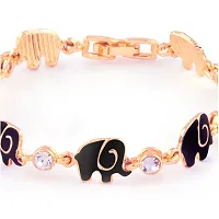 Mahi Crystal Black Elephant Rose Gold Plated Bracelet for Women BR1100257ZBla-thumb4