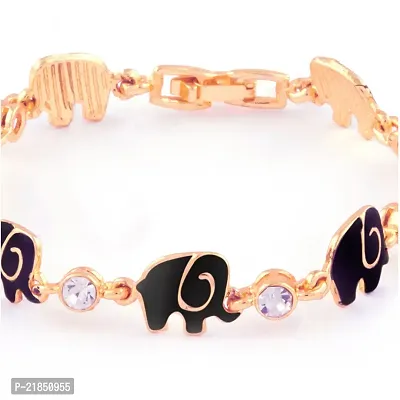 Mahi Crystal Black Elephant Rose Gold Plated Bracelet for Women BR1100257ZBla-thumb5
