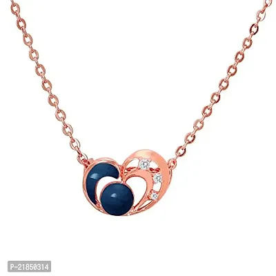 Mahi CZ Blue Heart Rose Gold Plated Pendant for Women PS1193670ZBlu-thumb0