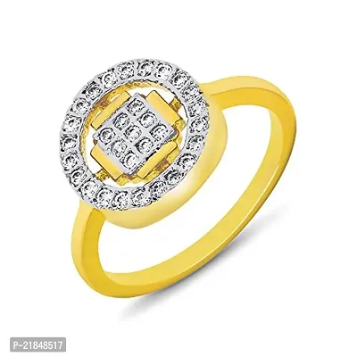Mahi Gold Plated Square and Round Geometric Fingering with CZ for Women FR1100106G14